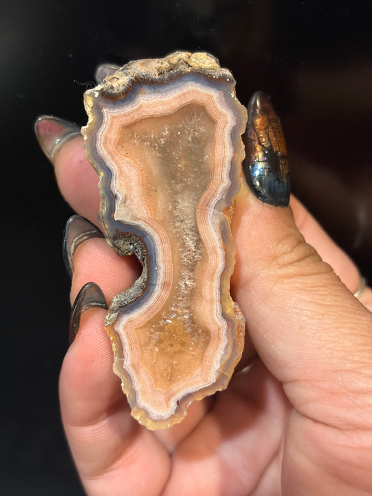 Peachy Laguna Agate w/ Quartz Middle