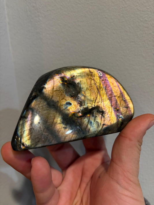 Labradorite Freeform w/ Striped Silver and Purple Dual Flash