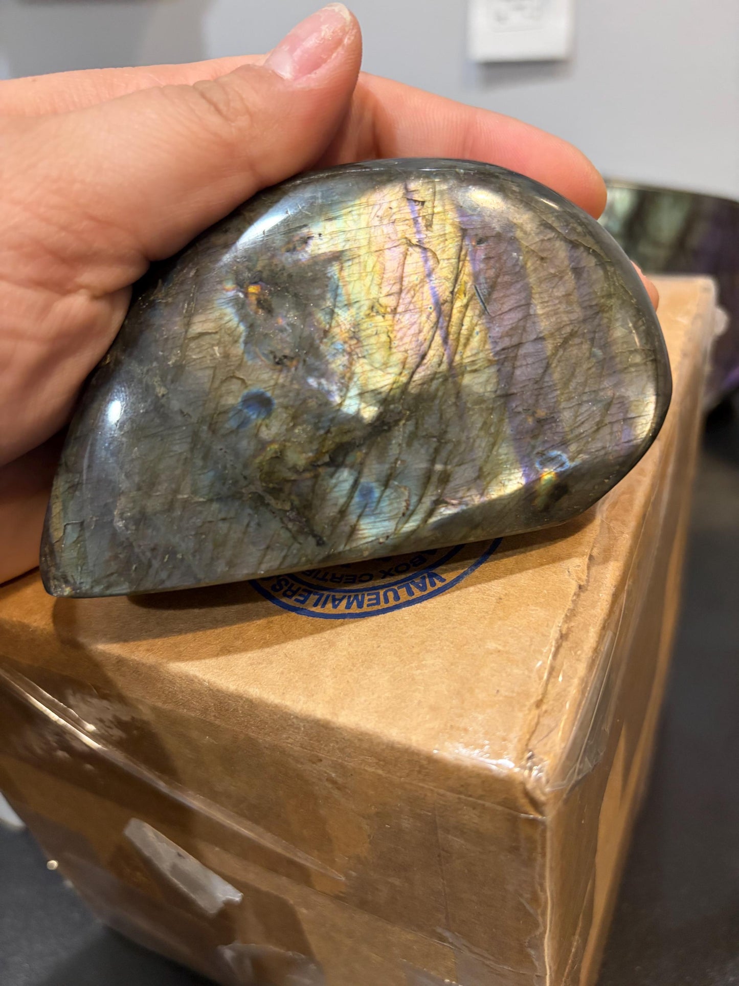 Labradorite Freeform w/ Striped Silver and Purple Dual Flash