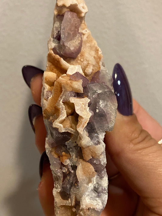 Fluorite on Quartz Epimorph