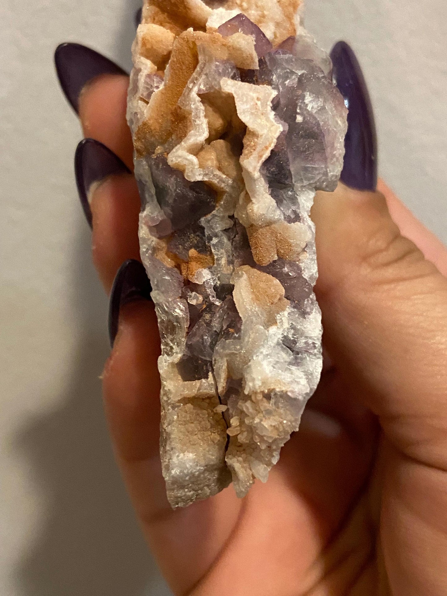 Fluorite on Quartz Epimorph