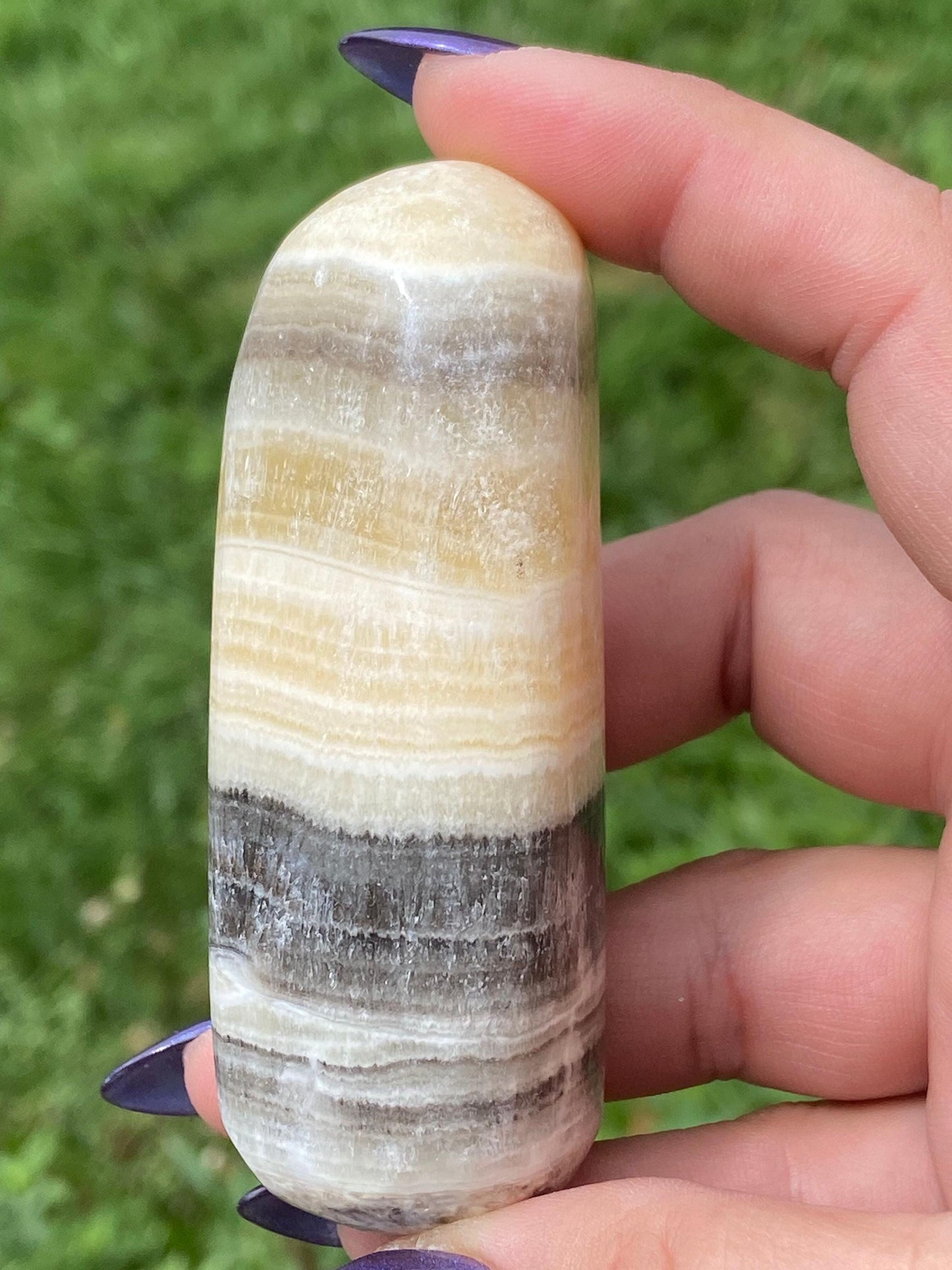 Orange Zebra Calcite Freeform: Hand-Carved Crystal, Mexico